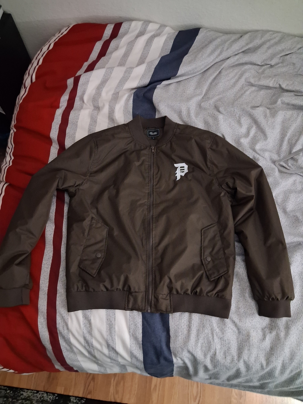 Primitive Brown Bomber Jacket with White 'P' Chest Logo